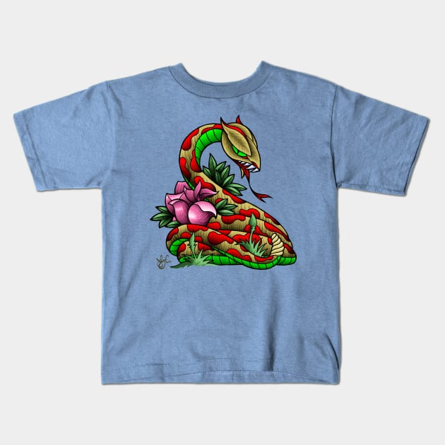 snake in the grass Kids T-Shirt by jobyc